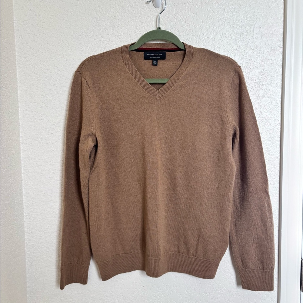 Banana Republic 100% Merino Wool Sweater Mens Medium V Neck Long Sleeve